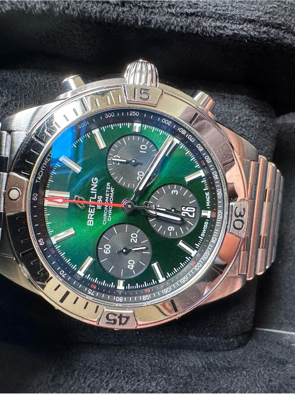 Breitling Stainless Steel Chronograph with Green Dial